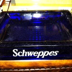 Schweppes deep blue glass ash tray!